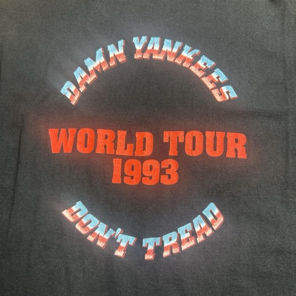 Dam Yankees Band 1993 World Tour‎ Dont Tread T Shirt Vintage 90s Black Mens L - Picture 7 of 11